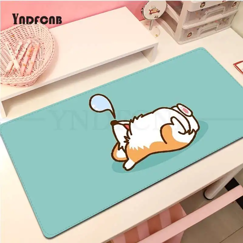 

Cute Corgi Animal Non Slip PC Unique Desktop Pad Game Mousepad Size For Large Edge Locking Speed Version Game Keyboard Pad
