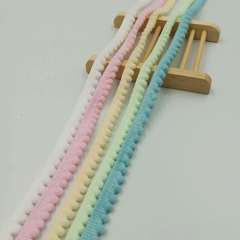 50 ярдов/партия 10 мм Мини жемчужная помпон лента с бахромой отделка мяч шитье