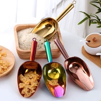 1pc 9 8inch stainless steel gold ice scraper dry food flour candy bin spice scoop buffet shovel wedding bar kitchen tools