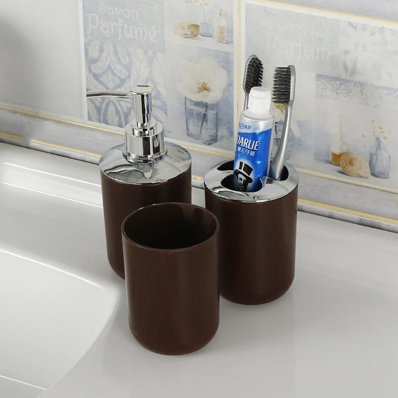 3pcs plastic marbled bathroom accessories sets soap dispenser cup toothbrush holder set home decoration free global shipping