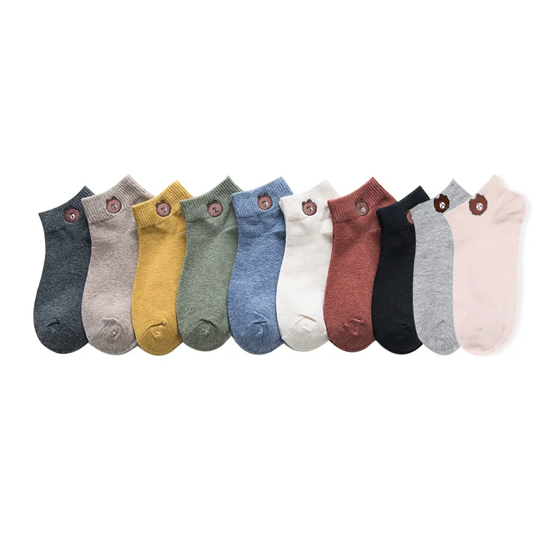 Хлопковые носки для женщин новые осенние повседневные Простые с милым рисунком