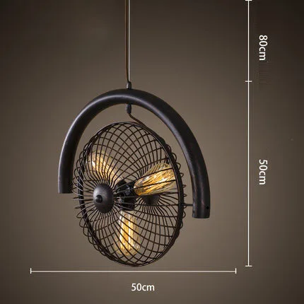 Vintage Industrial Lighting Copper Lamp Holder Fan Black Iron Loftpendant Light American Aisle Edison Bulb E27 Ac 110v-220v | Лампы и