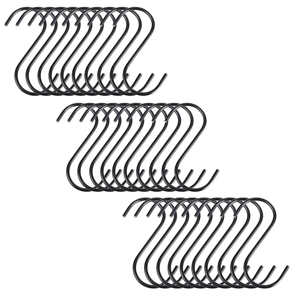 

30PCS S Shaped Hooks Metal S Shaped Hooks S Hook Stainless Steel Multifunctional Sundries Storage Hangers Holder Rails #BL3