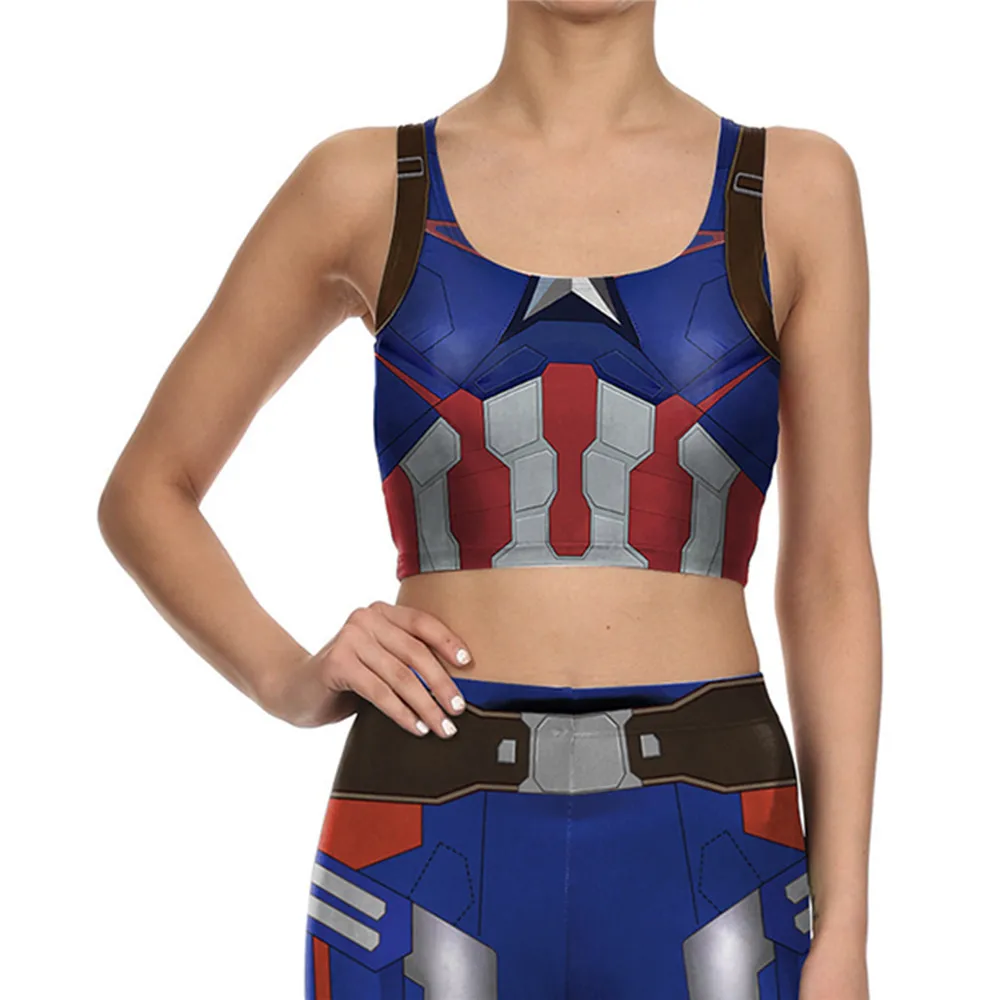 Новинка женский жилет и леггинсы супер герой Капитан Америка костюмы для косплея