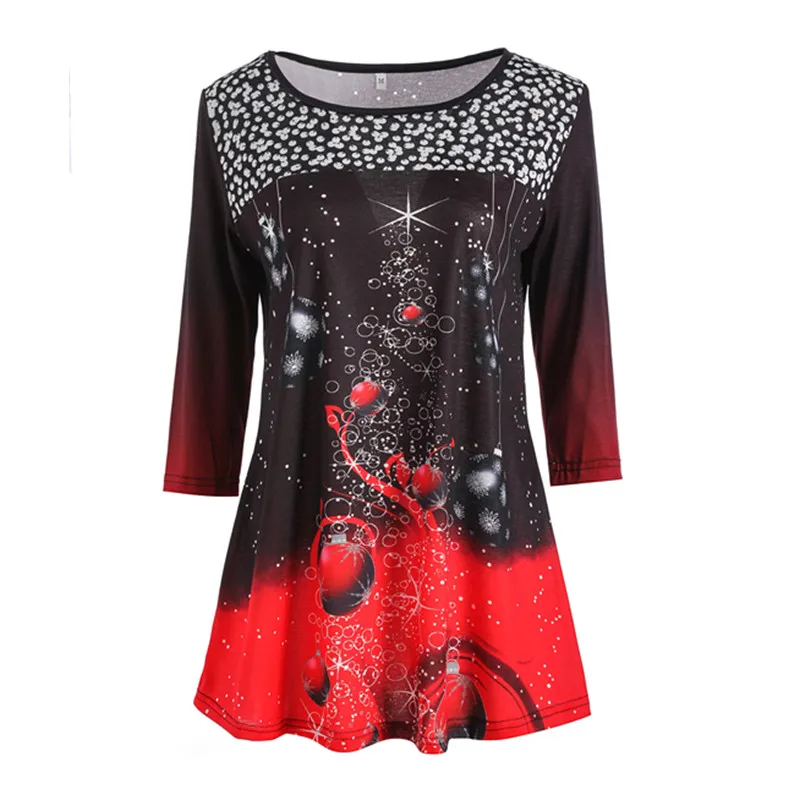 

5XL Plus Size Tops 2020 Autumn Winter Oversize Loose Casual Tee Shirt Women Three Quarter 3D Print T Shirt Female Party T-Shirts