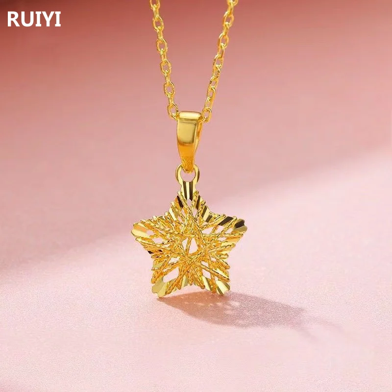 

Цепочка RUIYI из настоящего 18-каратного золота с кулоном в виде пятиконечной звезды для женщин