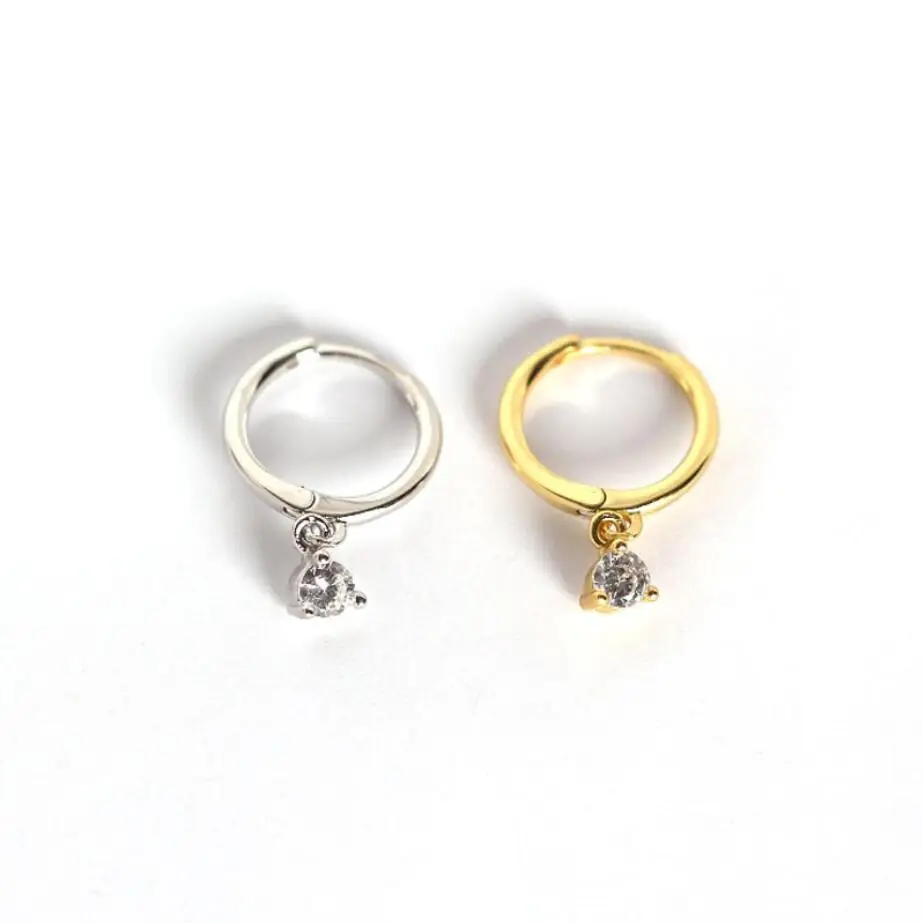 Женские и мужские серьги кольца из серебра 925 пробы с цирконом|Серьги-кольца| |