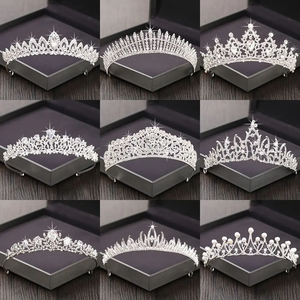 

Silver Color Rhinestone Crown and Tiara Wedding Hair Accessories For Women Bridal Tiara Hair Crown Wedding Crown Headpiece