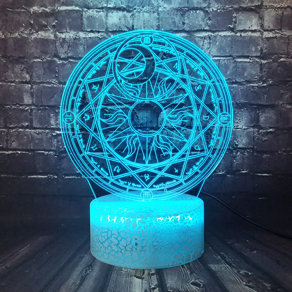 Ночной светильник японский аниме 3D оптический Cardcaptor Sakura Magic Circle лампа