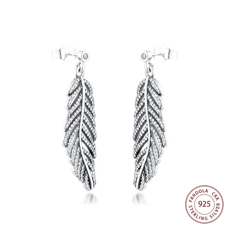 Женские серьги гвоздики из 100% стерлингового серебра 925 пробы с фианитами