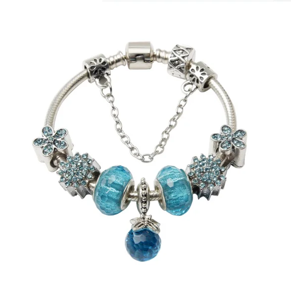 

2020 New Original Jewellery Brand European Style Flower Crystal Ball Charm Beads Fit European Pan Bracelets For Women