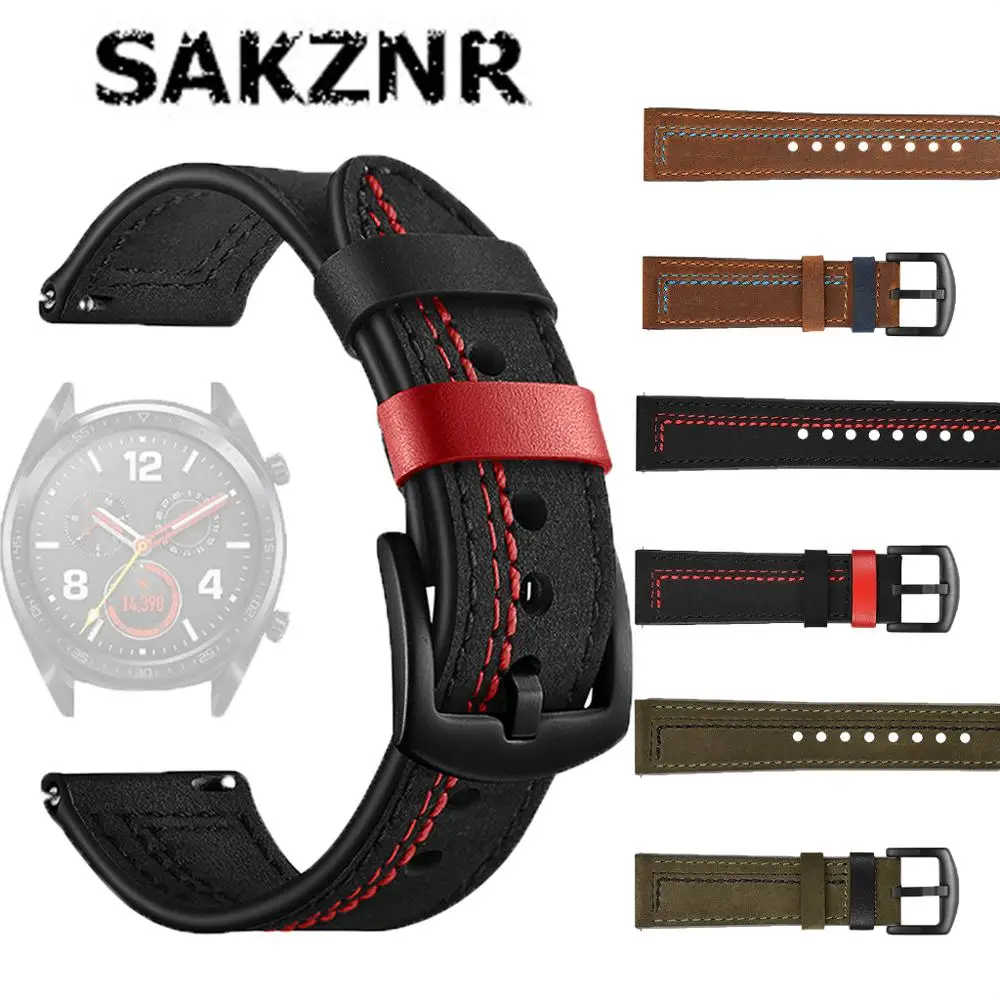 Ремешок из натуральной кожи для huawei watch GT 2 46 мм 42 спортивный браслет Samsung Galaxy