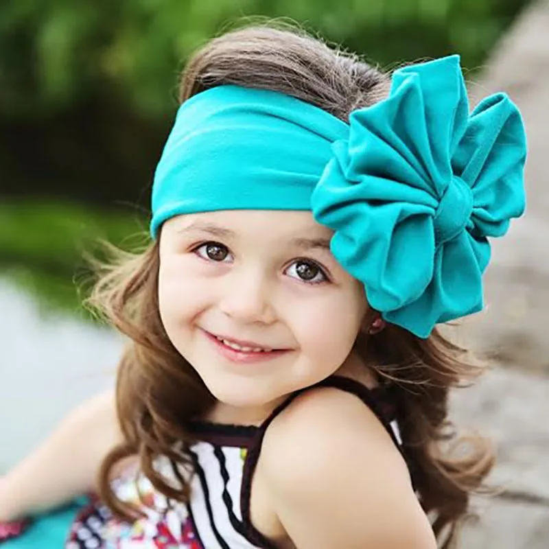 Детская Хлопковая повязка на голову с большим бантом красная желтая детские