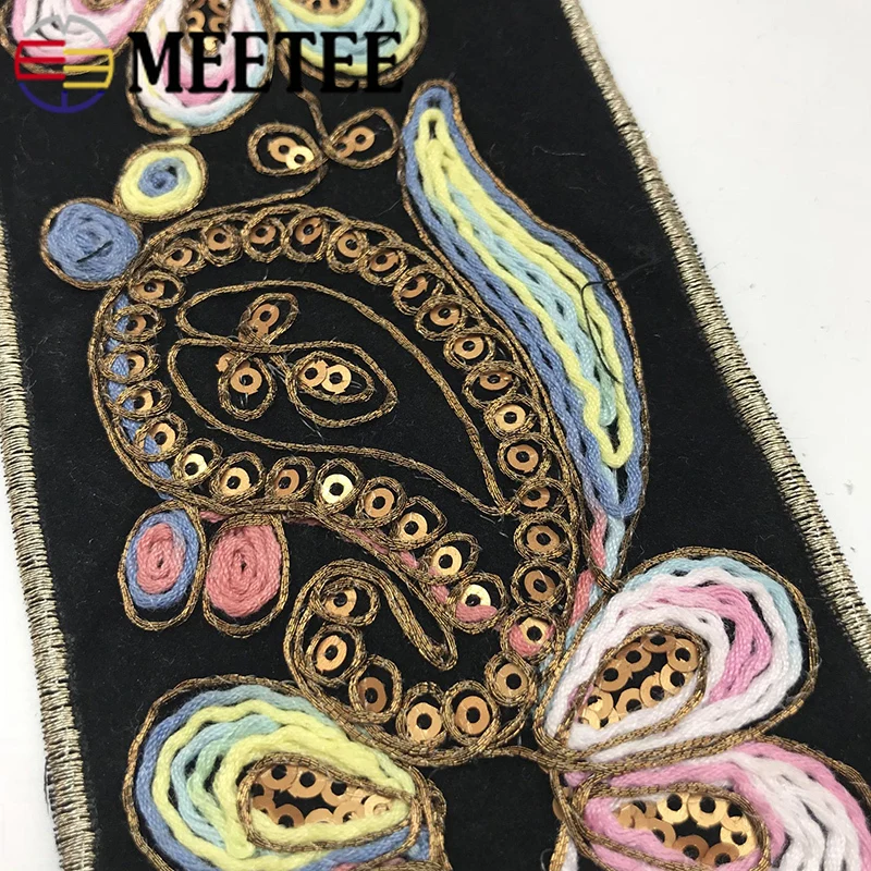 4/9 метров 7 см модные вышитые кружевные ленты с блестками тесьма для одежды сумки