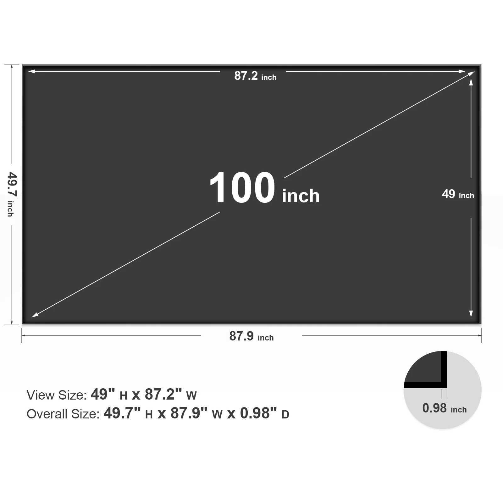WEMAX PSF01 100 '✖:9 Edge Free Fixed Frame рассеянный свет отклонение ALR проекционный экран