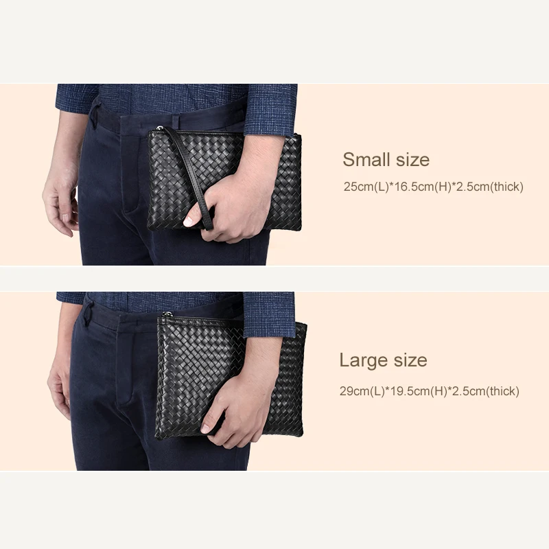 100 cowhide leather mens clutch bag luxury brand woven leather bag fashion design simple envelope bag large capacity 2022 new free global shipping