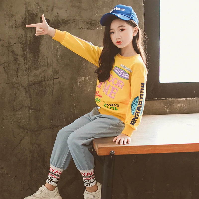 Комплект для девочек весна-осень 2019 комплект детской одежды спортивный костюм