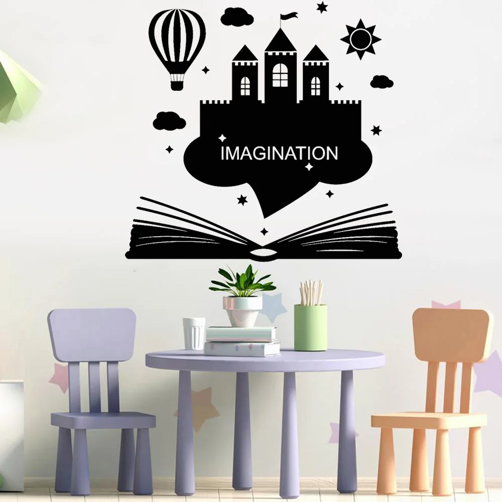 

Vinyl Wall Decals Imagination Kids Room Decor Book Fantasy Castle Creatives Wall Stickers Home Decoration School Classroom Z434