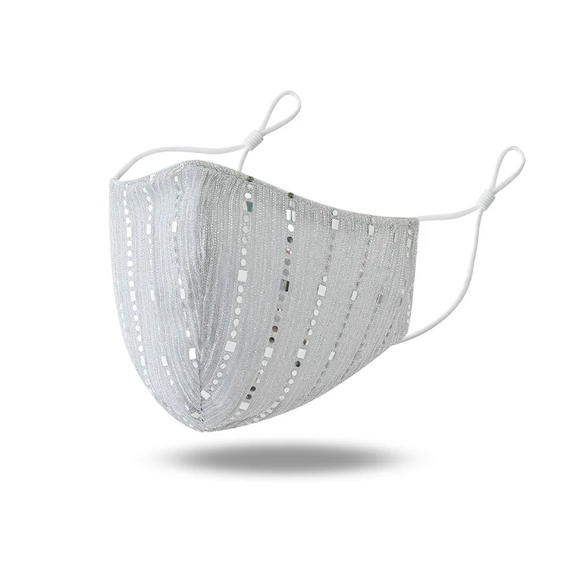 

New Fashion Sequin Mask Cotton Keep Warm Mouth Mask Shining Party unisex Mouth Muffle Reusable Washable Face Cover Masks