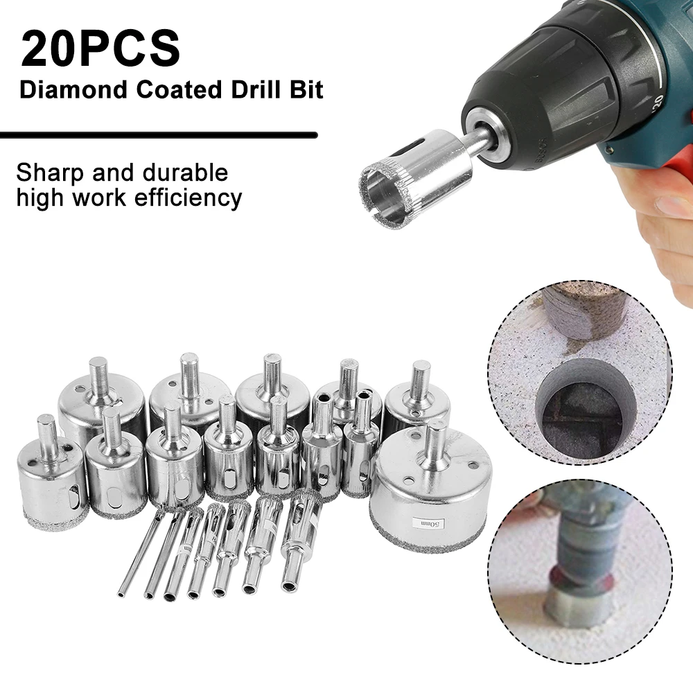 20 шт. набор сверл с алмазным покрытием для плитки мраморного стекла Керамической