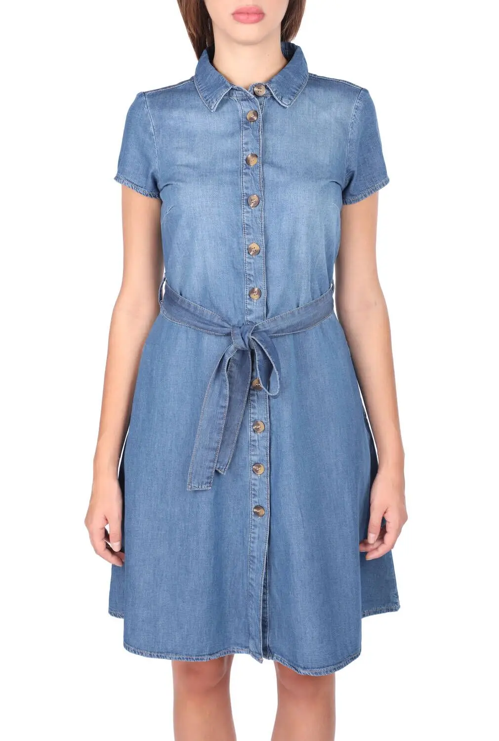 

Belt Detailed Buttoned Jean Dress