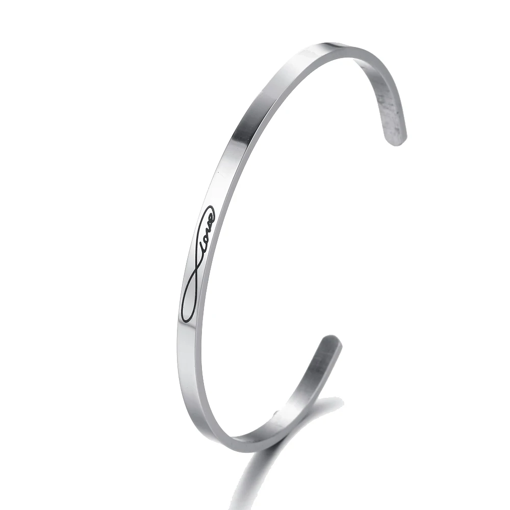 Любовь Браслет Нержавеющая сталь манжета браслет для женщин мужчин