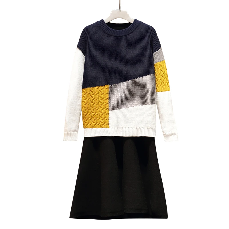 

Осенне-зимний женский наряд, новинка, модные женские костюмы большого размера, модный стиль, комплект одежды из двух предметов, пуловер, сви...