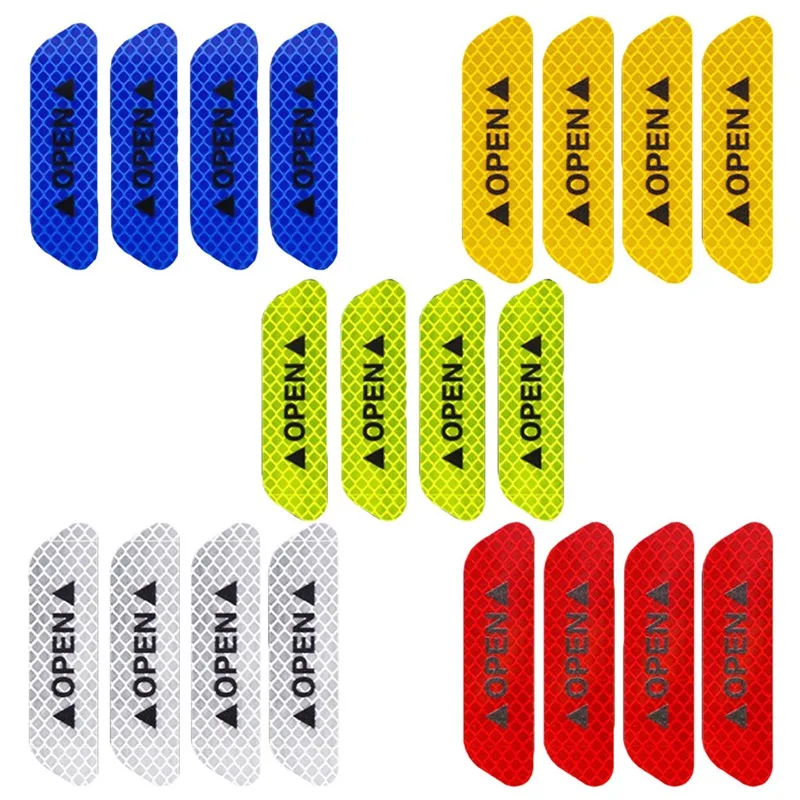 4Pcs Car Stickers on the car Open Reflective Tape Strips Waterproof Warning Night Driving Safety Lighting Luminous | Автомобили и