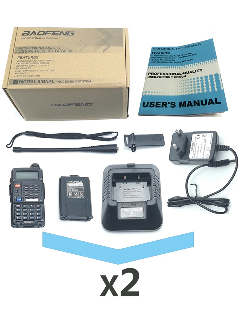 2Pcs BF UV 5RT Walkie-Talkies Handheld Radios рация 5W Comunicador NEW Baofeng UV-5rt Dual Band Ham Radio hf Transceiver 2020