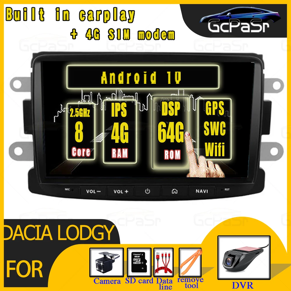 4G + 64G андроид 10 автомобиль радио мультимедиа для Dacia Lodgy Logan Duster Sandero Renault Captur Lada X Ray