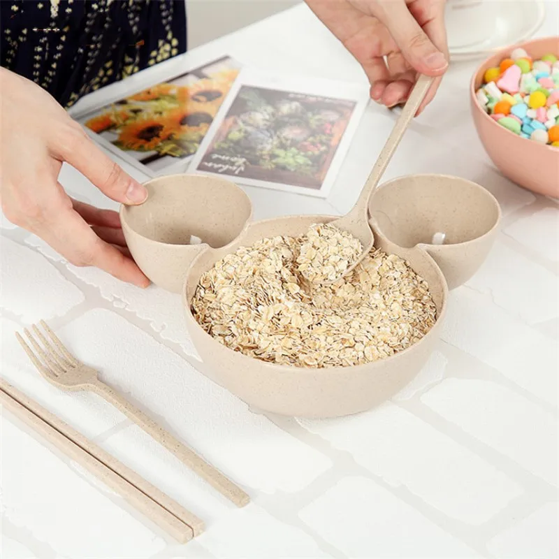 3 шт./компл. кухонная посуда миска пищевой контейнер фрукты пшеничная соломинка