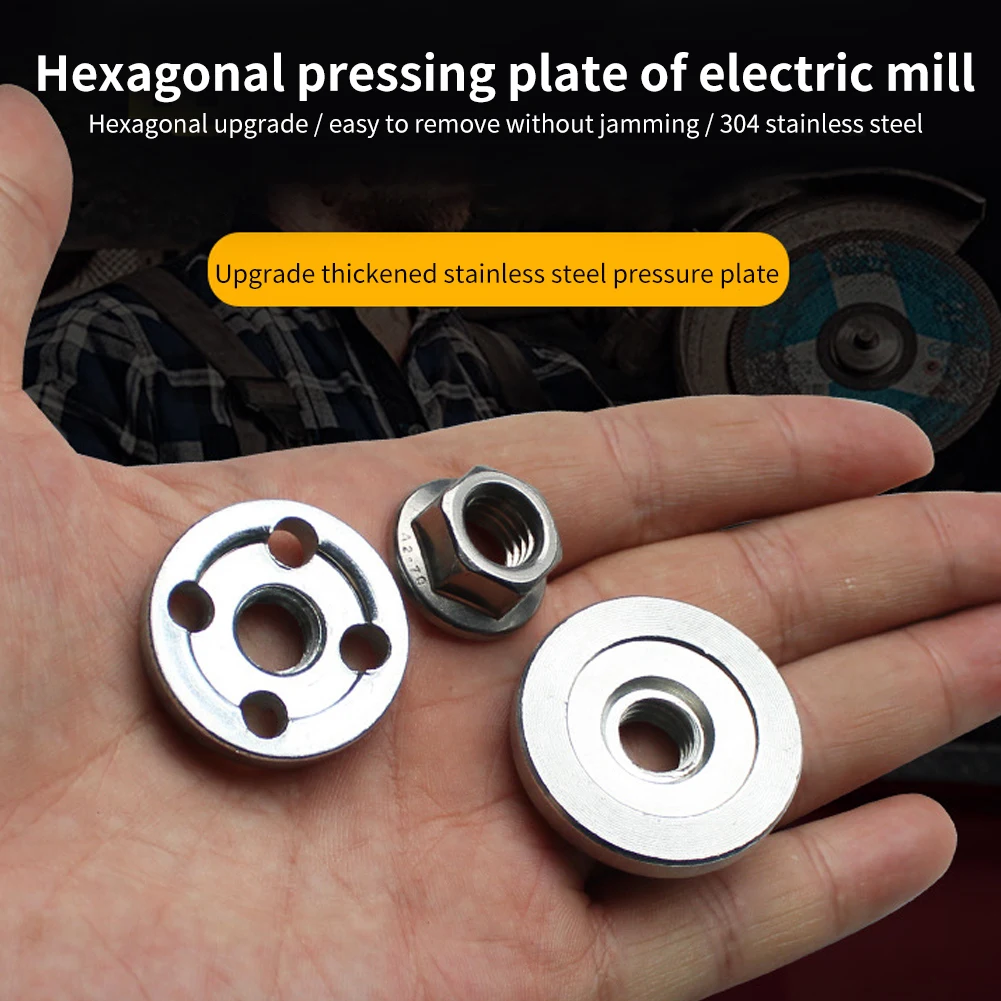 

3pcs/set Universal 17mm Wrench Angle Grinder Flange Nut Home Portable Hexagonal Replacement Parts Power Tools Stainless Steel