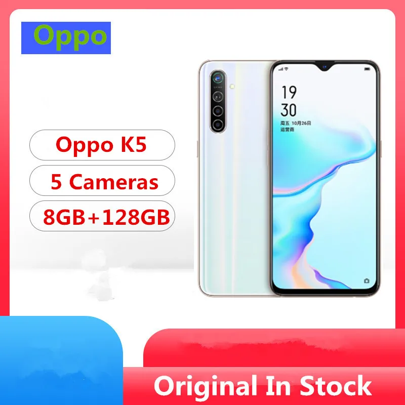 Сотовый телефон Oppo K5 4G Snapdragon 730G Android 9 0 6 4 дюйма Super Amoled 8 ГБ ОЗУ 256 Гб ПЗУ 64.0MP 30 Вт Vooc