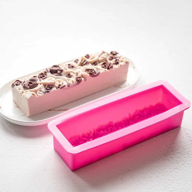 Большая прямоугольная силиконовая форма в виде Розы сделай сам для помадки торта