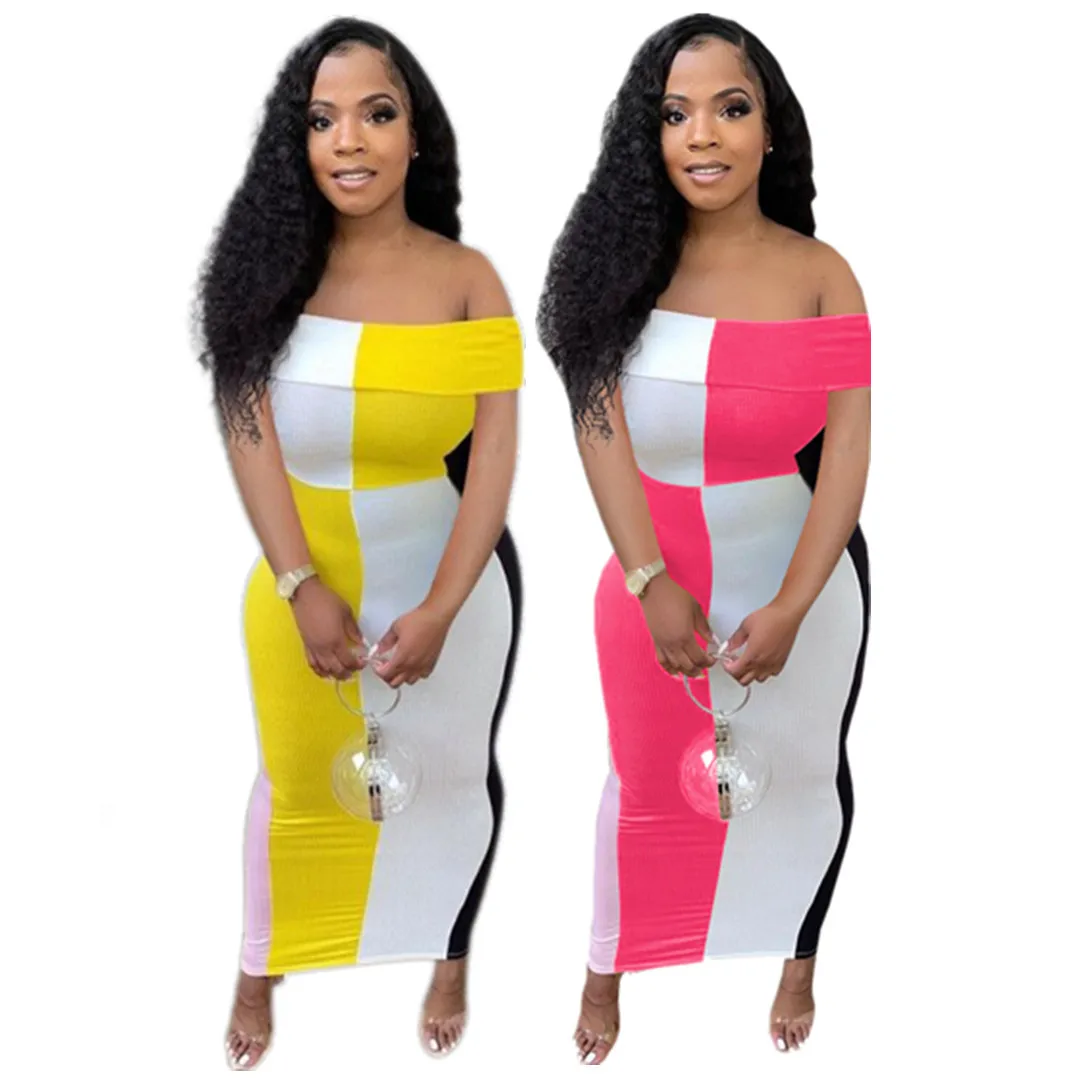 

QY5060 One shoulder women sexy dress tight casual skirt long dress for summer