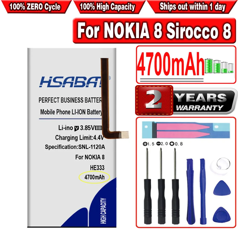 HSABAT 4700mAh HE333 батарея для NOKIA 8 Sirocco Global Dual SIM TD LTE HMD Avatar|Аккумуляторы мобильных