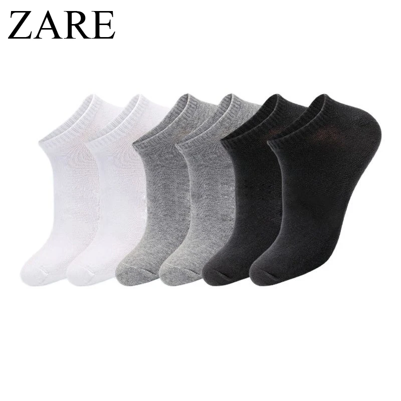 

ZARE 100% Cotton Men Socks Summer Thin Breathable Socks High Quality No Show Boat Socks Black Short For Students A1 C15