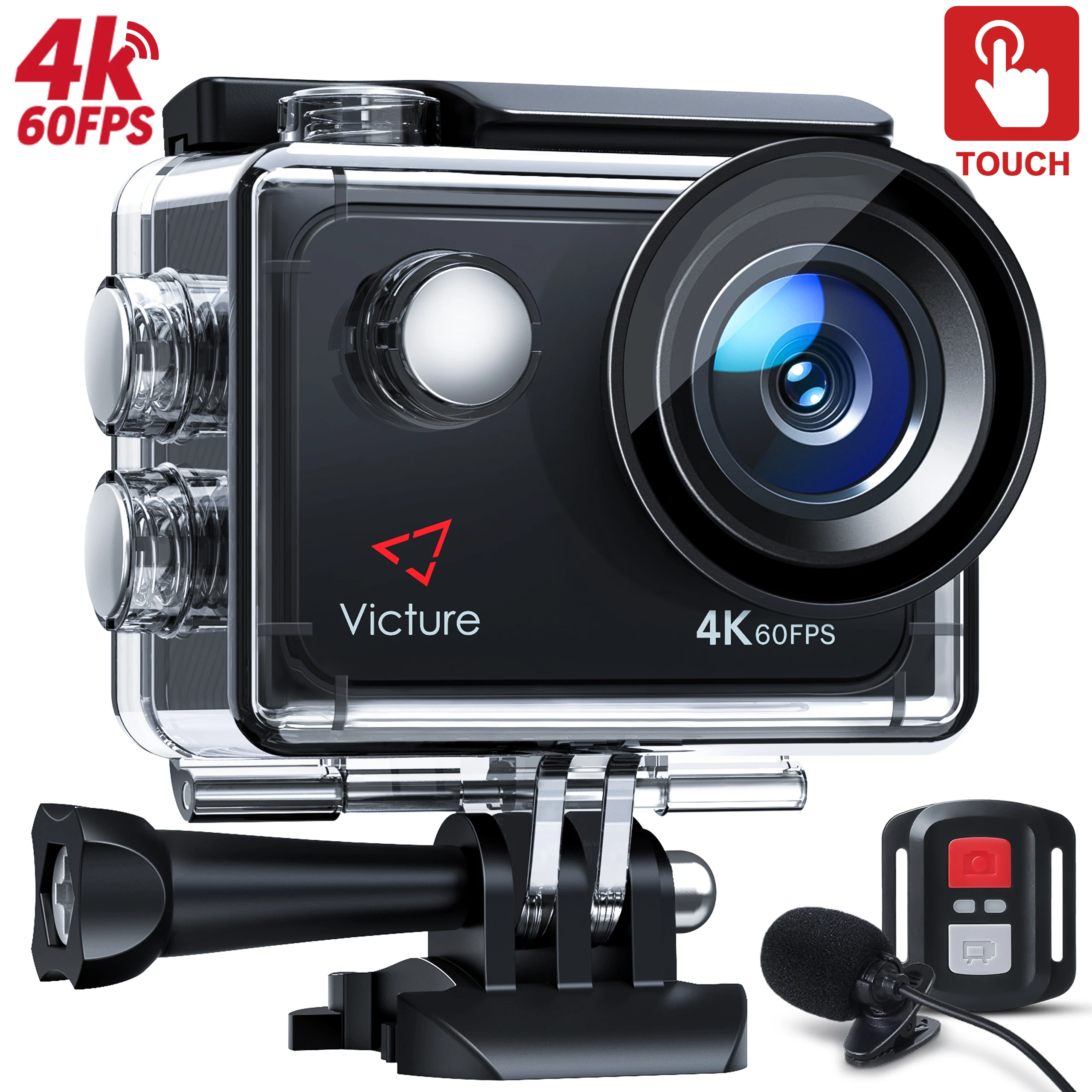 

Оригинальная Экшн-камера Victure 4K 60FPS AC920 с сенсорным экраном, с 8-кратным увеличением, двойным микрофоном, обновленная EIS, 40 м, для подводной съе...