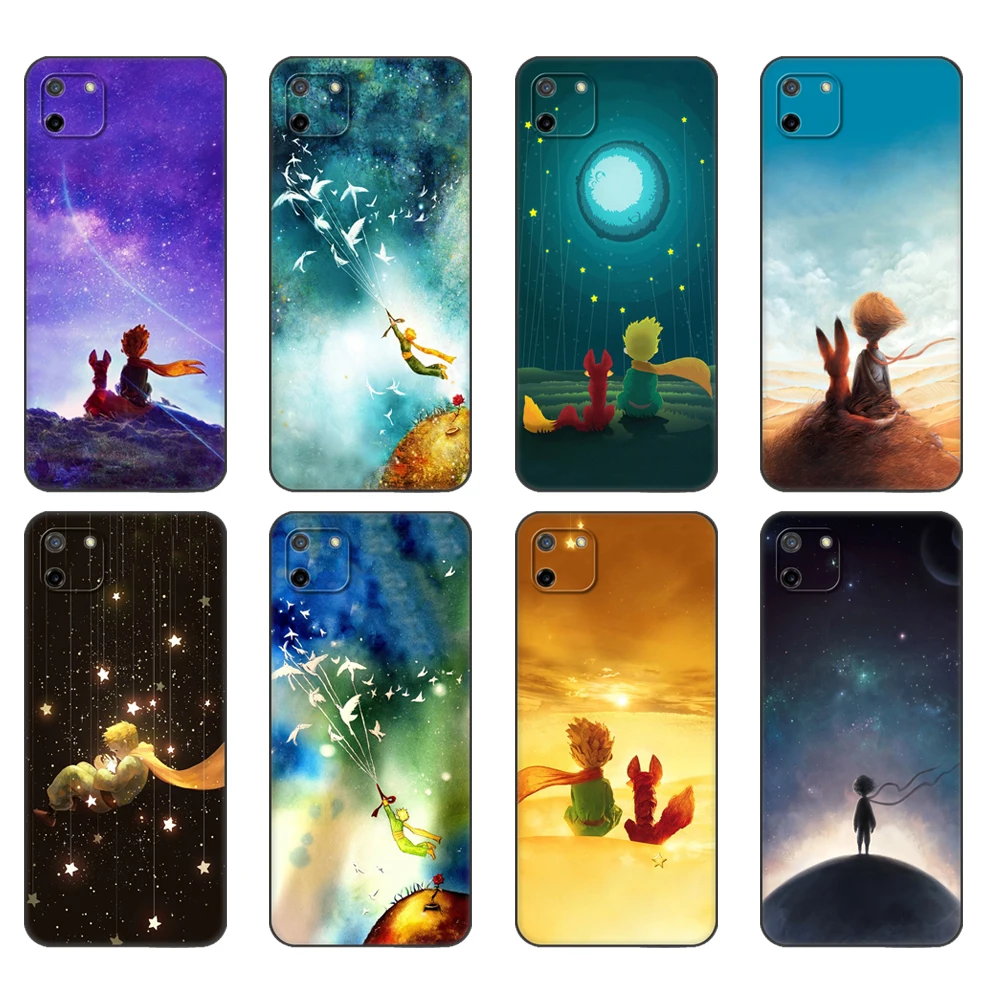 Черный чехол ТПУ для OPPO Realme C11 C20 C21 задняя крышка бампер Маленький принц и лиса