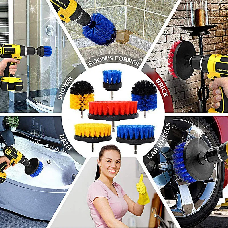 Универсальный Набор для очистки скруббера насадок дрели включая скрабы и губки