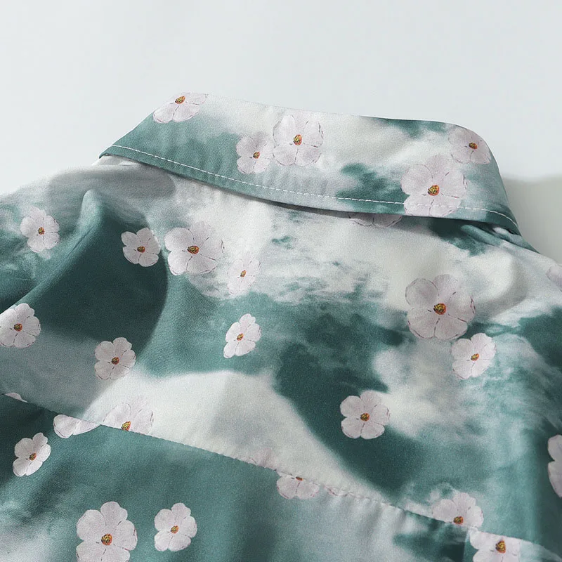 

Tie Dye Printed Shirts Men Hip Hop Floral Streetwear Men's Short Sleeve Shirt Harajuku Holiday Hawaiian Beach Shirts Blouse Top