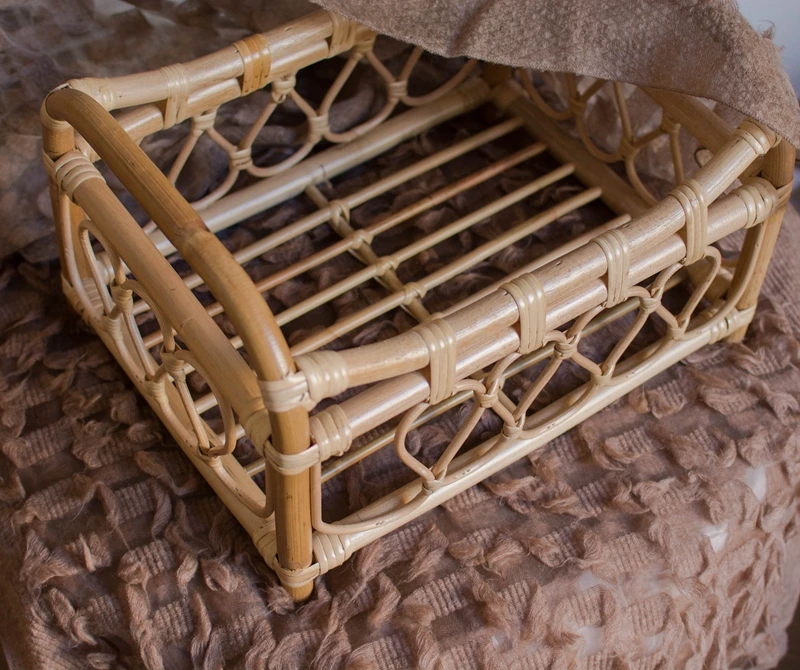 Реквизит для фотосъемки новорожденных Хлопковое одеяло и винтажная плетеная