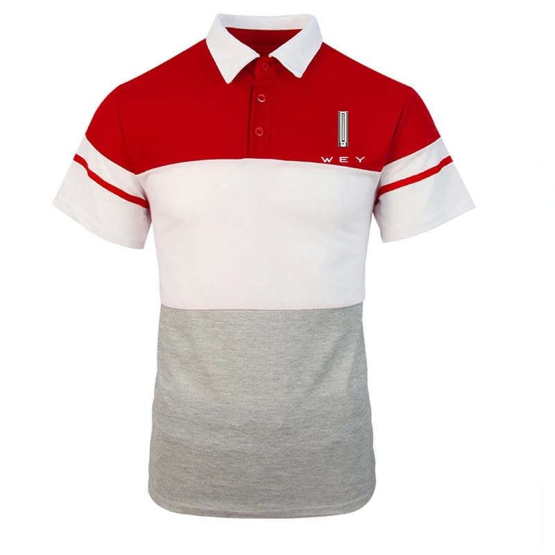 

Summer New 2021 Polo Shirt Men WEY car printing Business Casual Polos Homme Short Sleeve Striped Polo Shirt tops