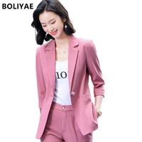 boliyae set woman 2 pieces fashion spring and autumn blazer with pants set for office uniform clothing lady tops trf jacket