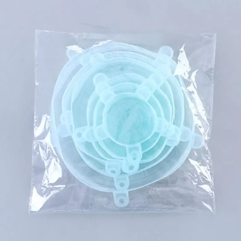 

6pcs/set Silicone Food Lids Reusable Food Sealing Lids Multifunctional Elastic Lids Fresh-keeping Lids Kitchen Accessories