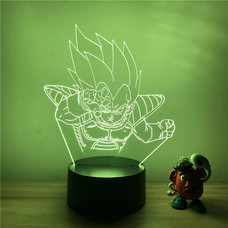 3D светодиодный ночной Светильник Dragon Ball Z Goku Super Saiyan, экшн-фигурка, 7 цветов, сенсорная Оптическая иллюзия, настольная лампа, режим украшения дома