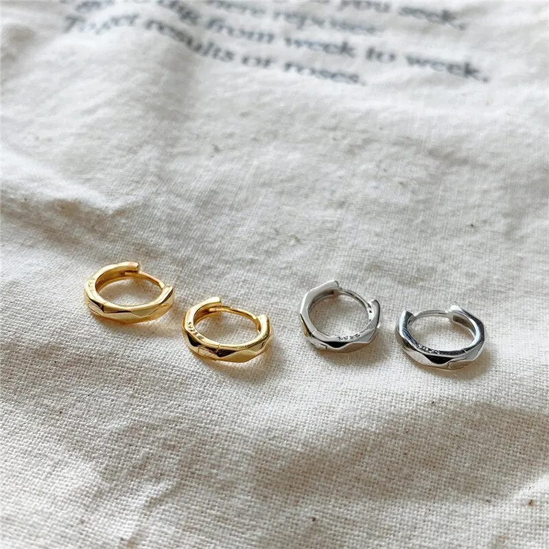 

A00573 Minimalist Geometric Cut Trendy Round Stud Earrings for Women Temperament Chic Daily Fine Jewelry Accessories Gift