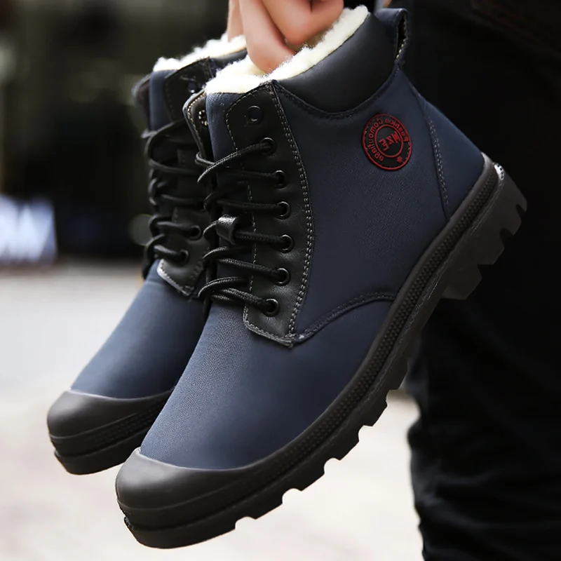 Snow boots men Plus Size 45 Men Ankle Boots Short Plush Warm Winter boots man Waterproof boots