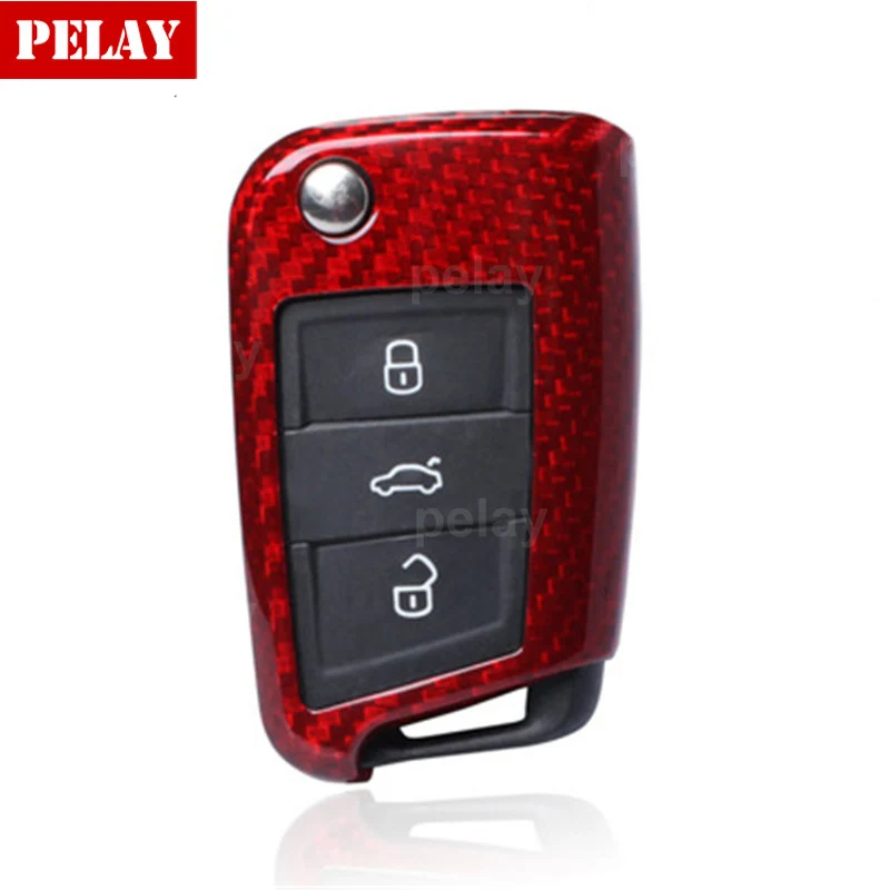 Чехол для автомобильного ключа из углеродного волокна VW Golf 7 MK7 Skoda Octavia A7 Seat Leon Ibiza