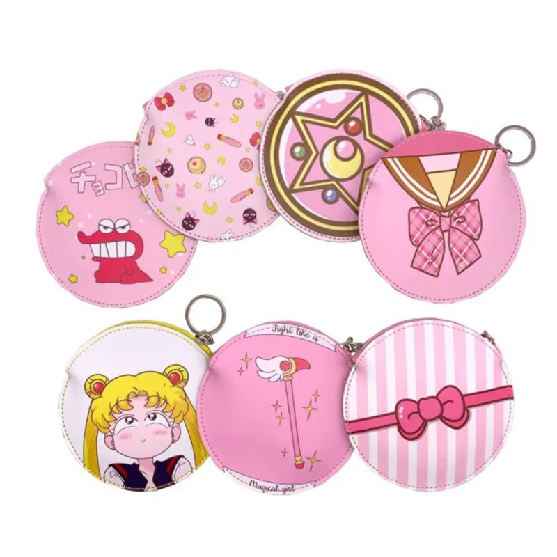 

Card Captor Sakura Key Chain Wallets ID Card Change Coin Purses Keyrings Women Girl Kawaii Trinket Purse Bag Keyholder